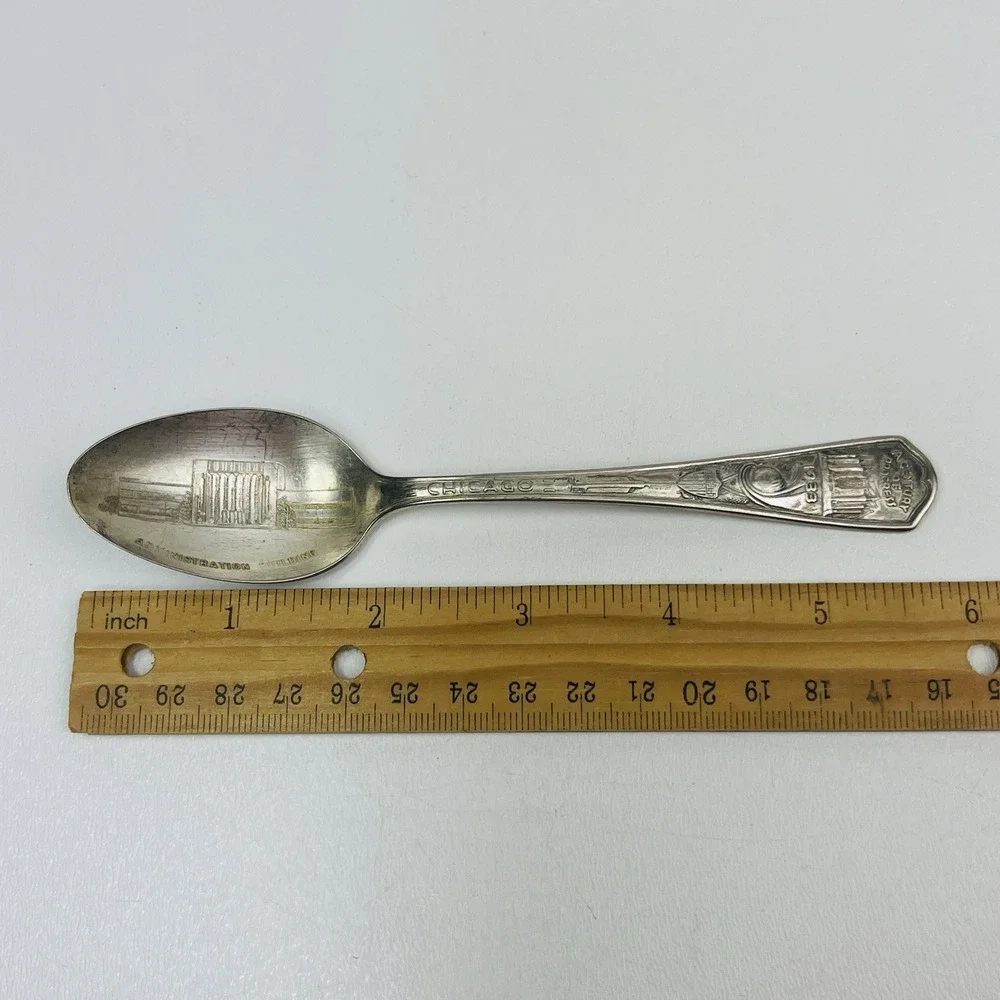 1933 Chicago Administration Building Vintage Souvenir Spoon Collectible